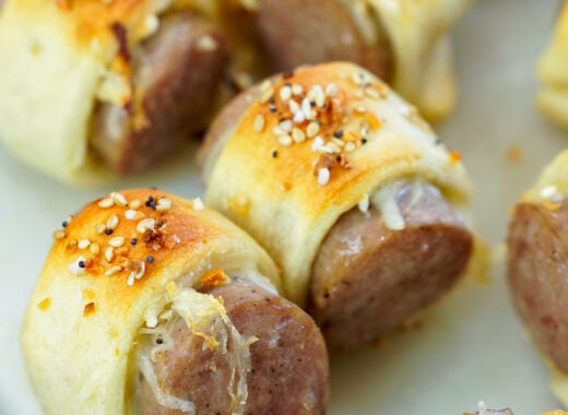 Brats in a blanket recipe for a super bowl party.
