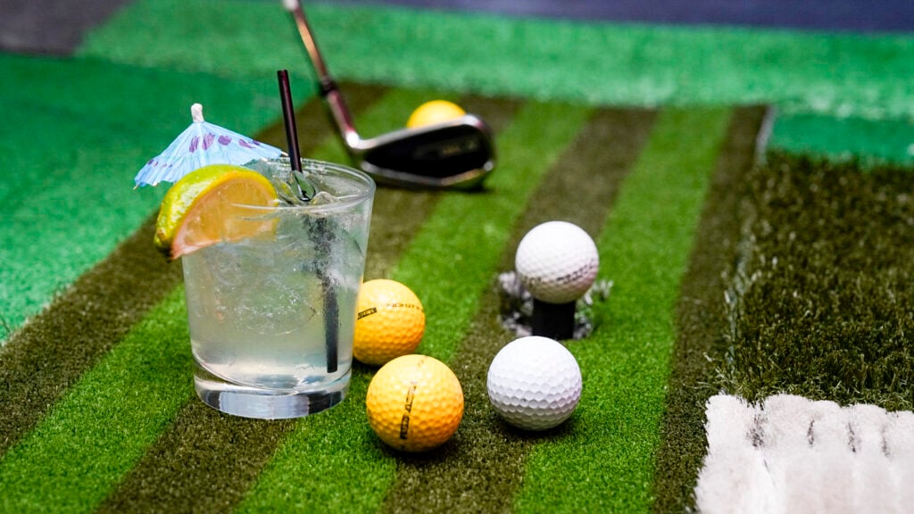Cocktail and golf balls at Olympic Golf Zone in Buena Park.