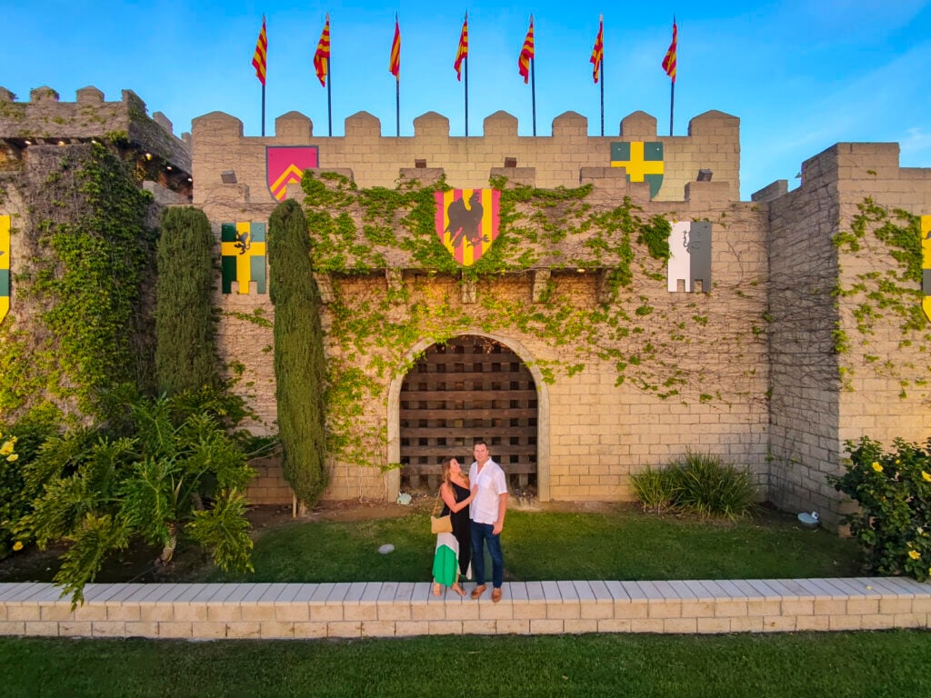 Couple outside of Medevil Times in Buena Park CA.