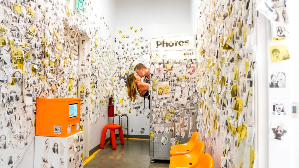 Couple in a photobooth at Photogram in Buena Park, CA.