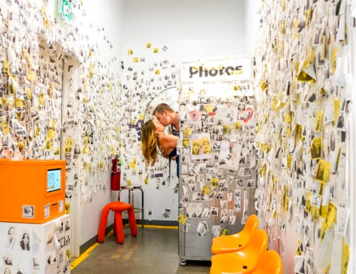 Couple in a photobooth at Photogram in Buena Park, CA.