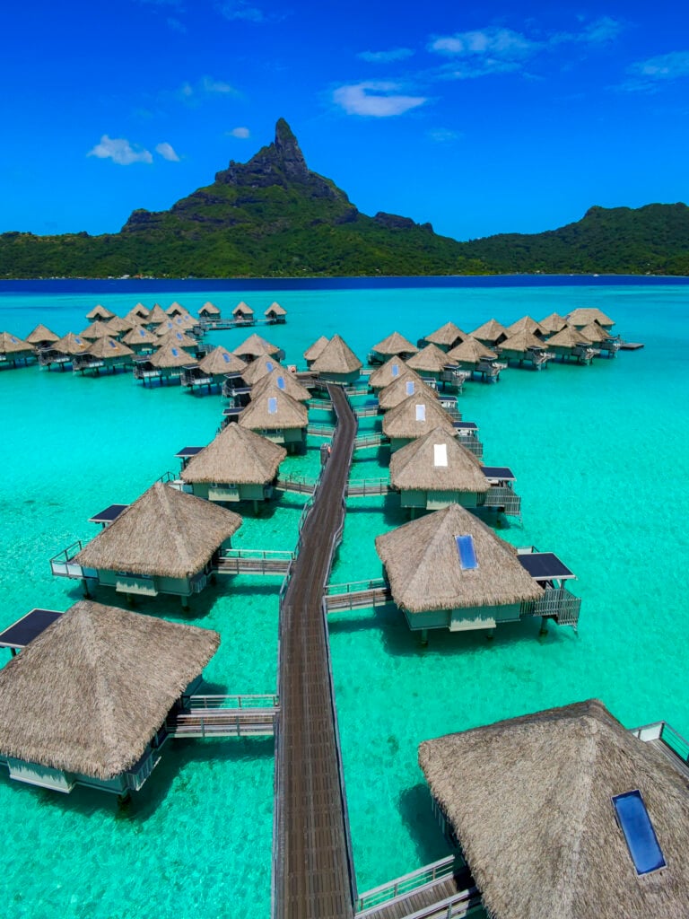The Westin overwater bungalows in Bora Bora, a stop on the Windstar Tahiti French Polynesia cruise.