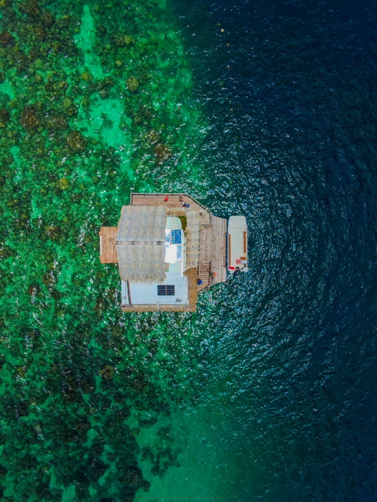 Overwater photo of a pearl farm in Raiatea, a stop on the Windstar Tahiti French Polynesia cruise.