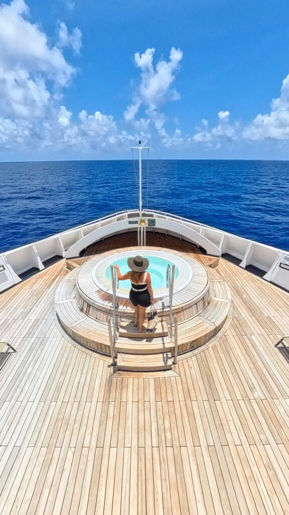 Women at the hot tub on the Windstar Cruise in Tahiti.