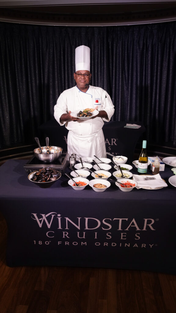 Cooking demo on the Windstar Star Breeze Tahiti French Polynesia cruise.