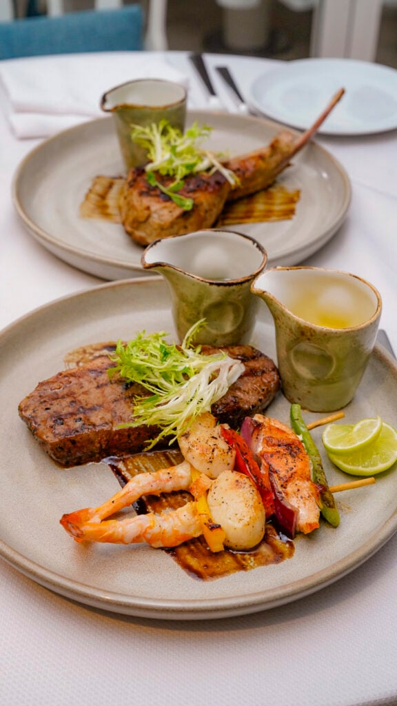 Steaks and seafood from Candles on the Windstar Tahiti French Polynesia cruise.