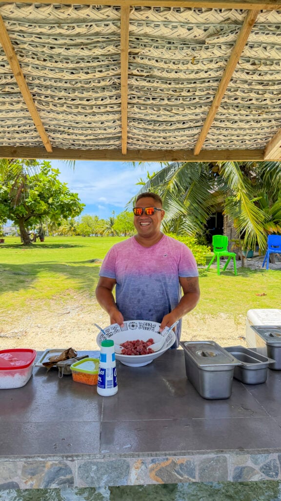 Cooking demonstration in Huahine, a stop on the Windstar Tahiti French Polynesia cruise.