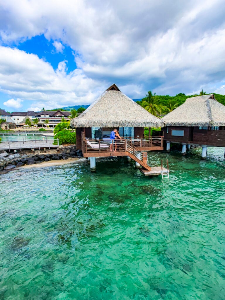 Couple at a bungalow in Papeete before the Windstar Star Breeze Tahiti French Polynesia cruise.