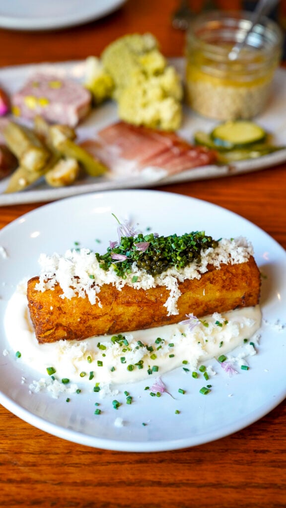 Caviar hashbrown from RT Lodge, a Michelin Recommendation in Tennessee.