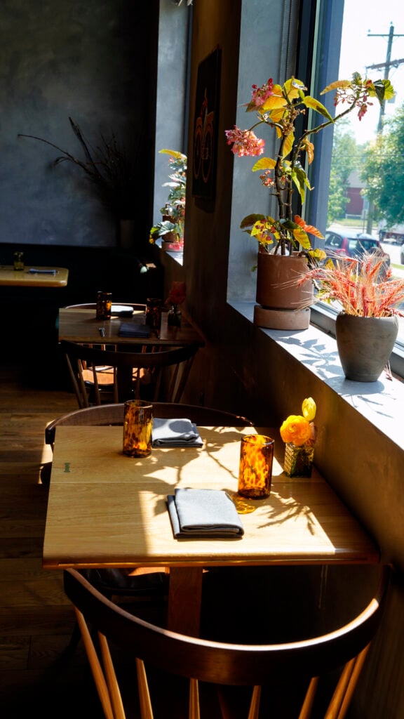 Restaurant table at a Nashville Michelin Restaurant.