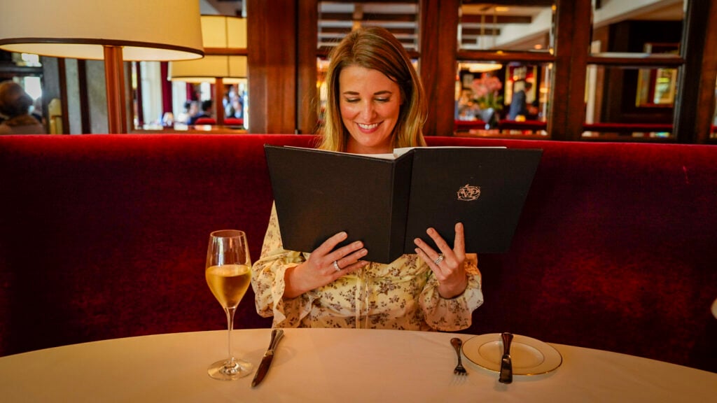 Woman dining at the Village Pub at the San Francisco Peninsula Flavors of the Peninsula event.