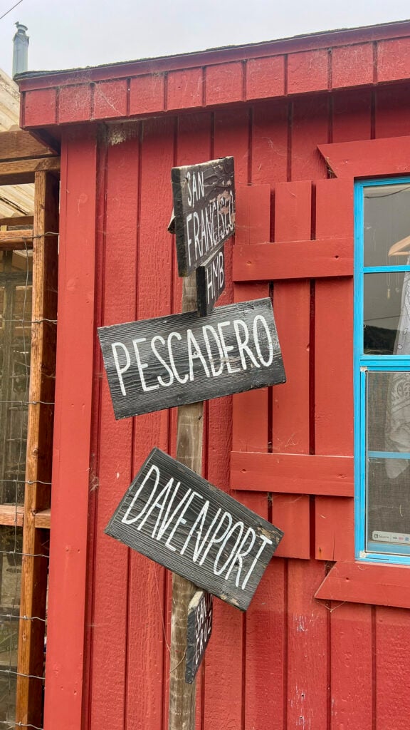 A sign in Pescadero, California.