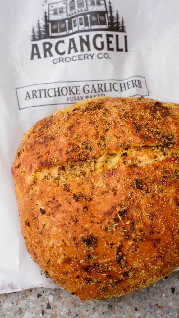 Artichoke bread from Arcangeli - one of the best things to do in Pescadero, California.