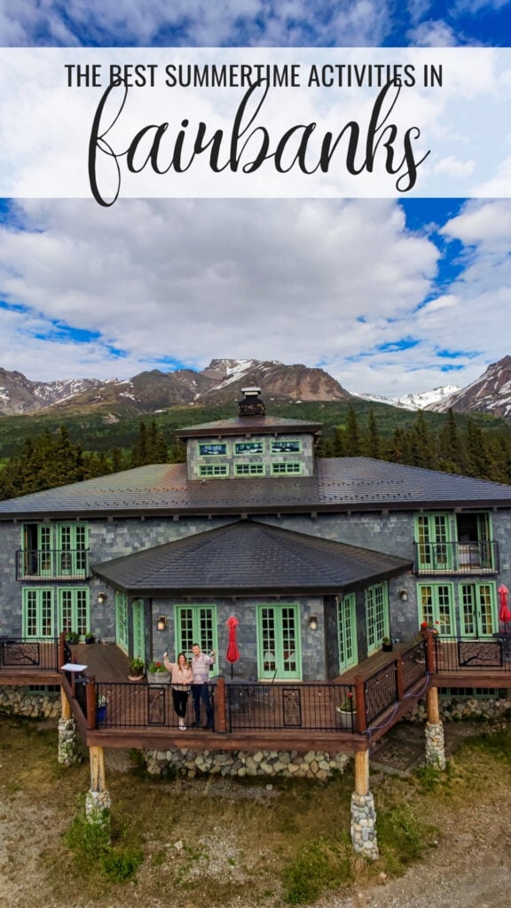 Couple at The Lodge at Black Rapids, one of the best places to visit during Fairbanks Alaska in summer.
