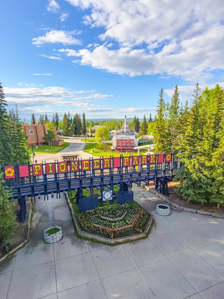 Entrance of Pioneer Park Alaskaland in Fairbanks Alaska in summer.