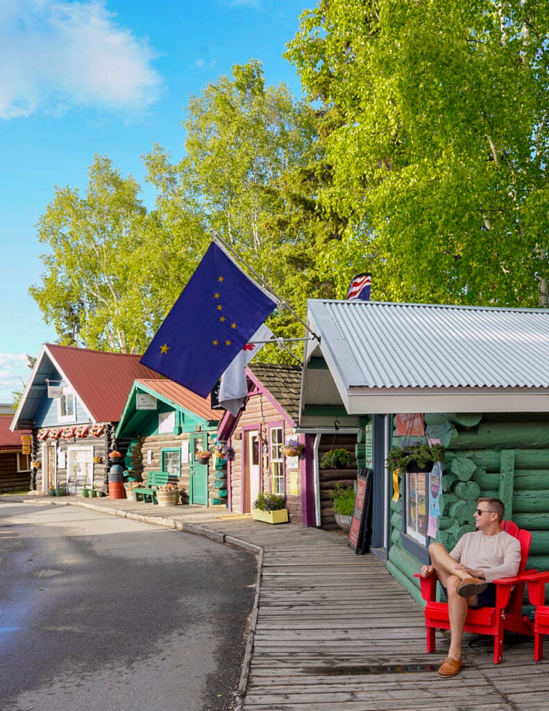 The streets of Pioneer Park Alaskaland in Fairbanks Alaska in summer.