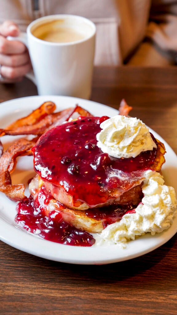 A Loaded cinnamon roll at The Cookie Jar, one of the best restaurants in Fairbanks Alaska.
