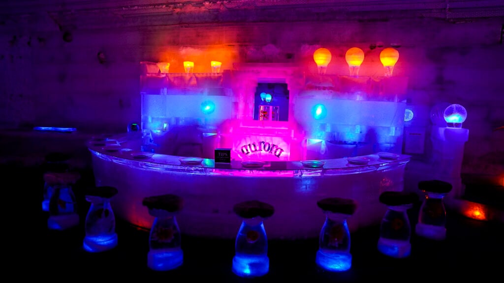 Aurora Ice Bar at the the Chena Hot Springs in Fairbanks Alaska in summer.