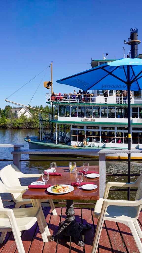 The patio of the Pump House, one of the best restaurants in Fairbanks Alaska.