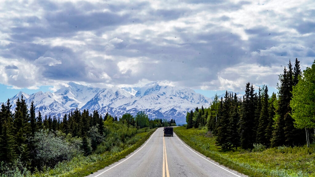 Drive to the moutains to the Lodge at Black Rapids, one of the best things to do in Fairbanks Alaska.