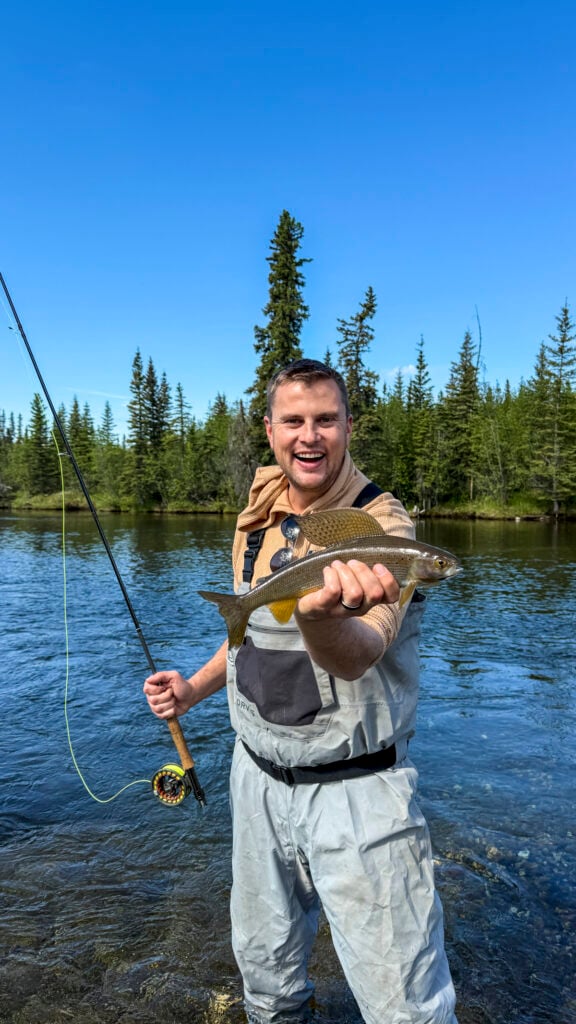 Fly fishing in the Clearwater River, one of the best things to do in Fairbanks Alaska.