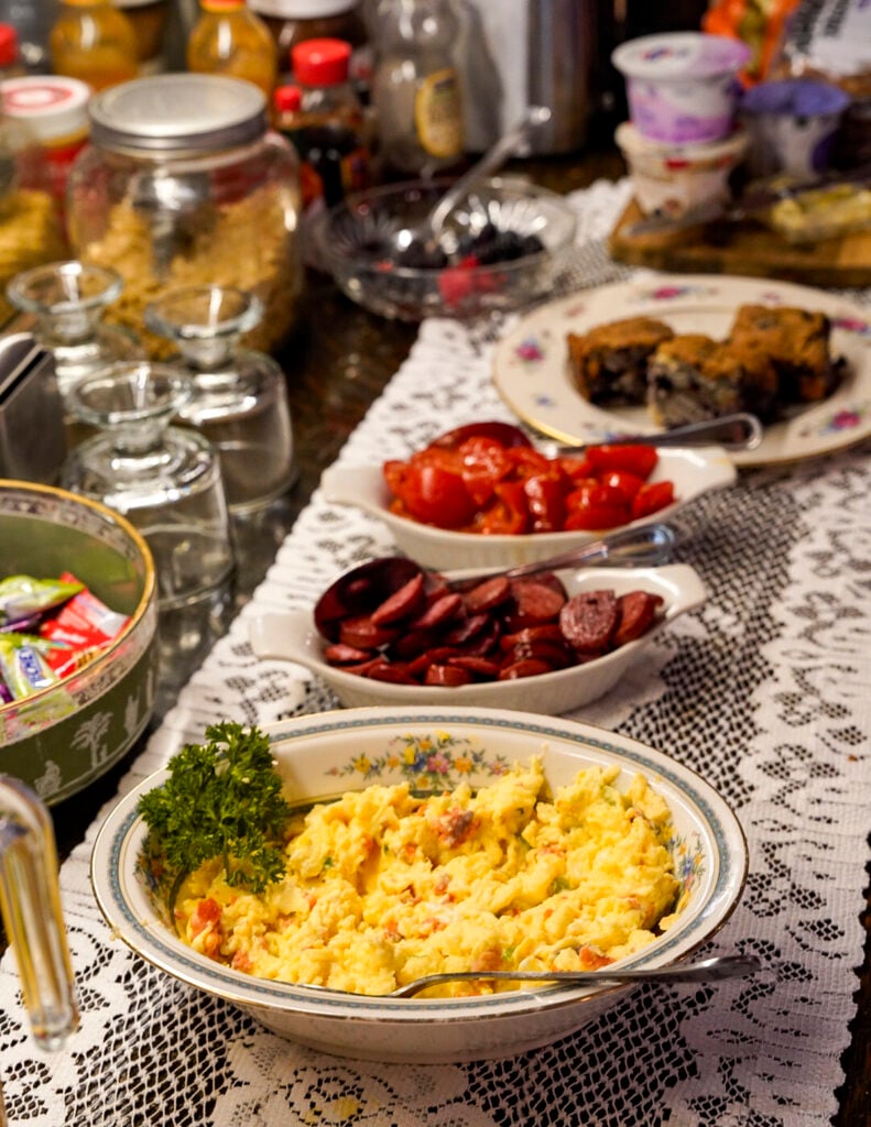 Breakfast spread at The Heritage House Bed and Breakfast, one of the best things to do in Fairbanks Alaska in the summer.