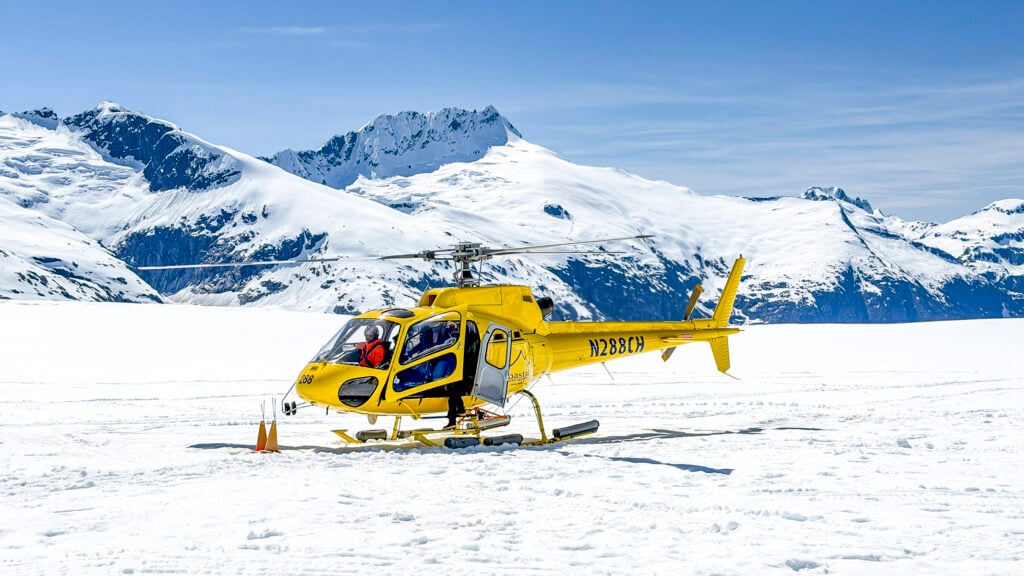 Helicopter to dog sledding on a Glacier with Coastal Helicopters - Things to do in Juneau Alaska from a cruise ship.