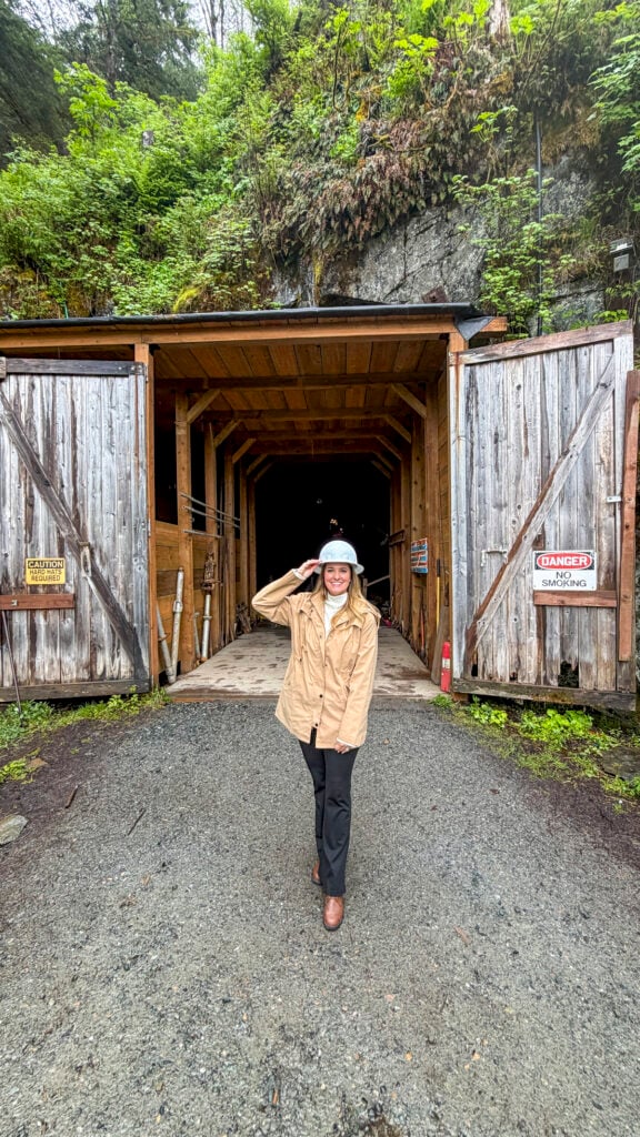 Women with a hardhat at AJ Mine - Things to do in Juneau Alaska from a cruise ship.