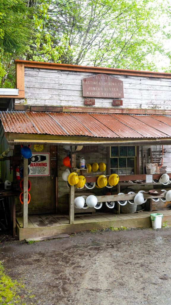 Building with  hardhats at AJ Mine - Things to do in Juneau Alaska from a cruise ship.