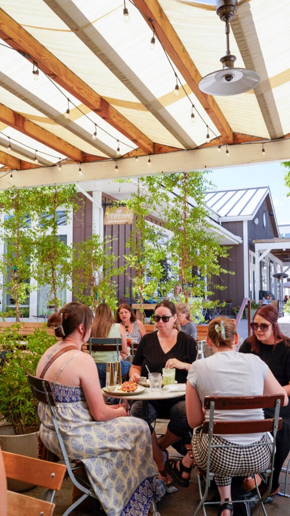 People dining on a patio in Reno.