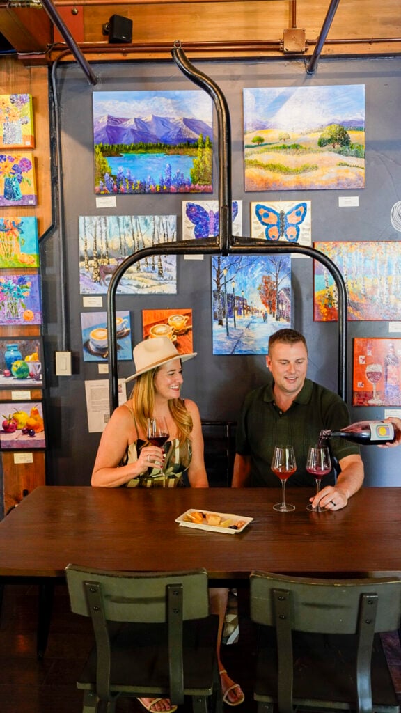 Couple at a Lake Tahoe wine tasting.