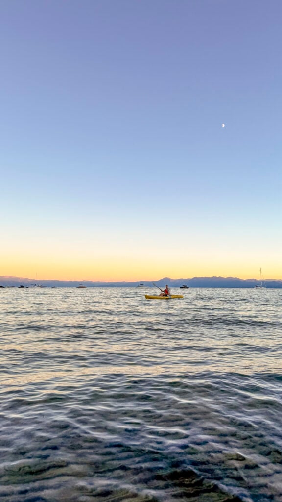 Couple kayaking on Lake Tahoe.