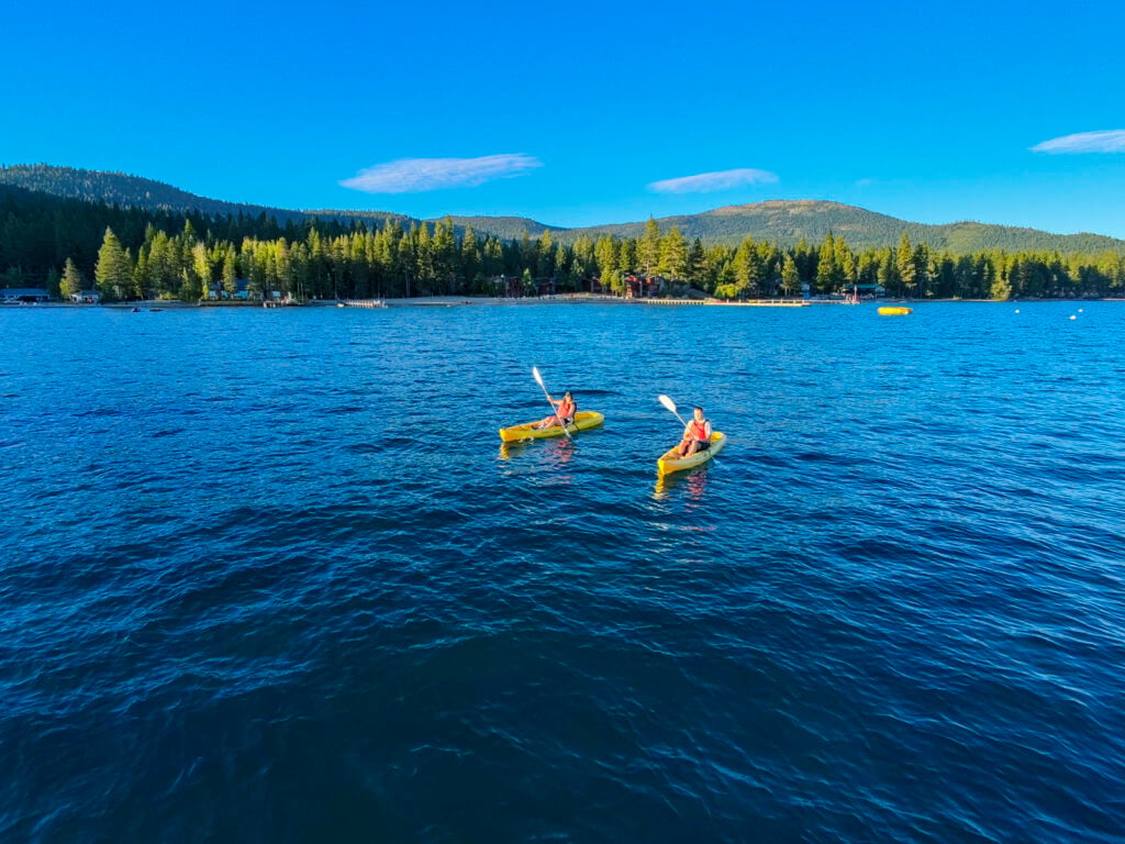 Couple kayaking on Lake Tahoe.