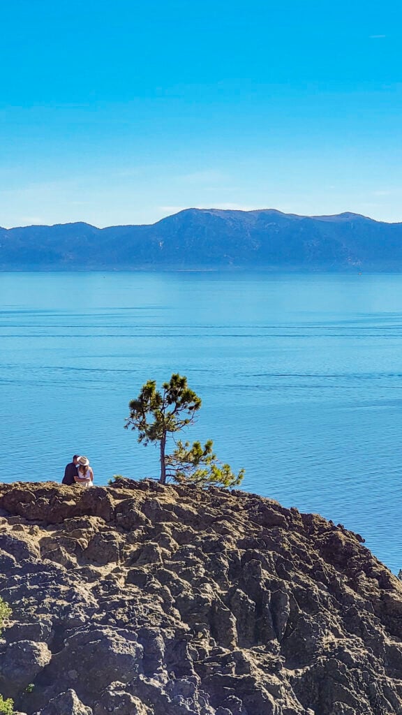 Couple at Eagle Rock hike in Lake Tahoe.