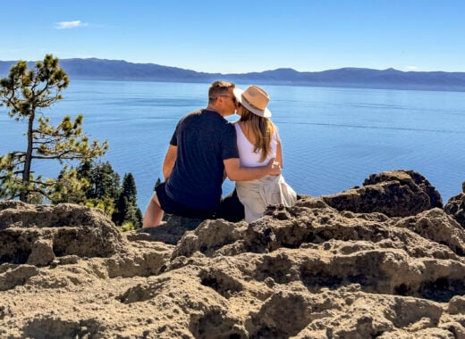 Couple on the Romantic Lake Tahoe Getaway.