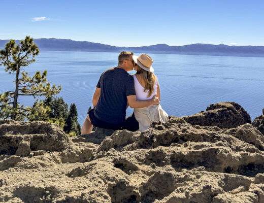 Couple on the Romantic Lake Tahoe Getaway.