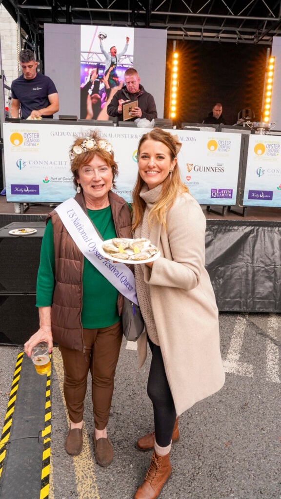 Ladies at the Galway oyster festival shucking competition.